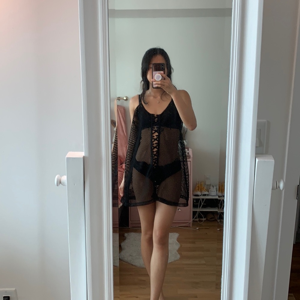 NWOT BSBW LF black netted see through